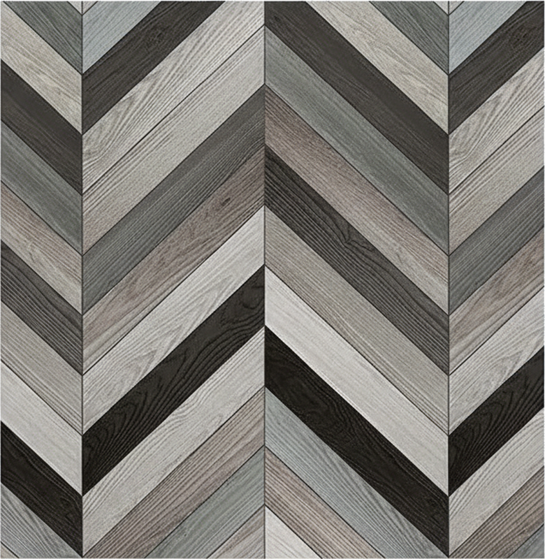 Furniture sticker rustic greyscale herringbone - TenStickers