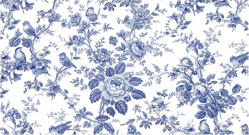 Furniture sticker blue toile floral songbirds - TenStickers