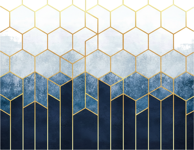 Furniture sticker navy gold honeycomb - TenStickers