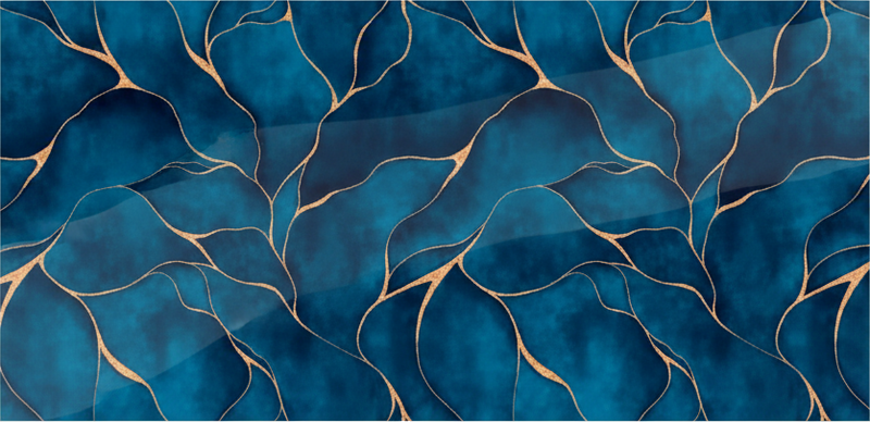 Furniture sticker teal marble with gold veins - TenStickers