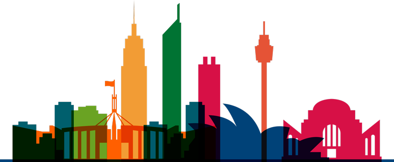 Australia Monuments skyline silhouette sticker - TenStickers