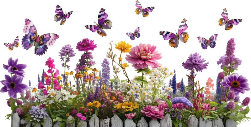 Vinilo para ventana jardín de flores mariposas - TenVinilo