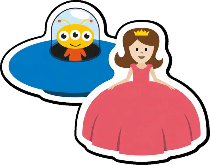 Customisable sticker princess and alien - TenStickers