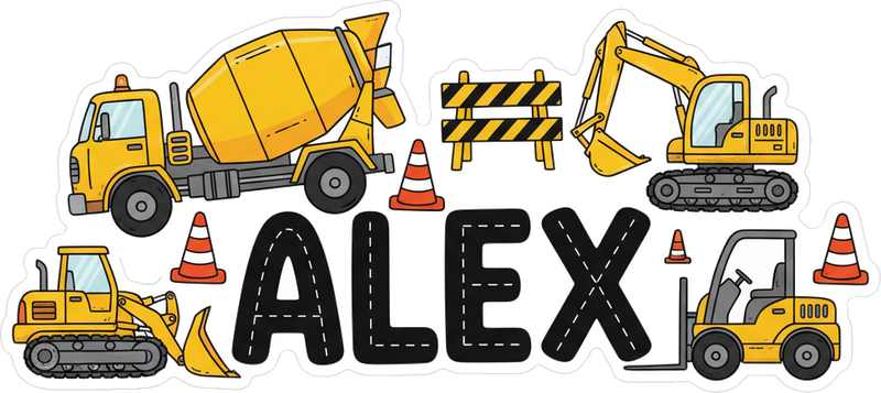 Personalisierter sticker für bauarbeiten für kinder - TenStickers