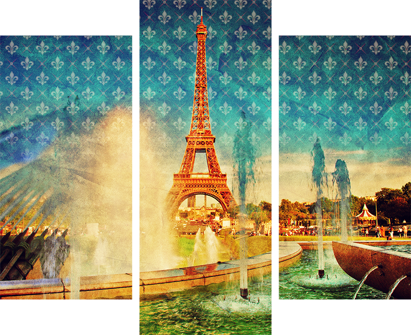 Stickers Paris carte postale Tour Eiffel - TenStickers