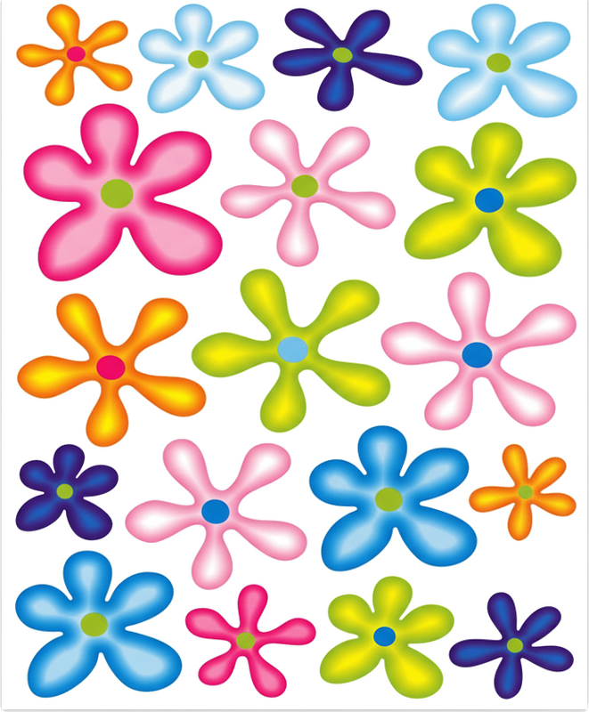 Bike sticker groovy hippie flowers design - TenStickers
