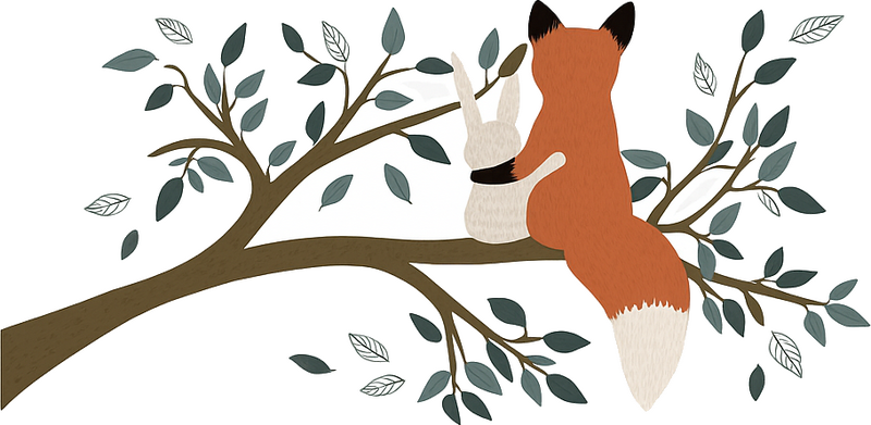 Muursticker bosvrienden omhelzing - TenStickers