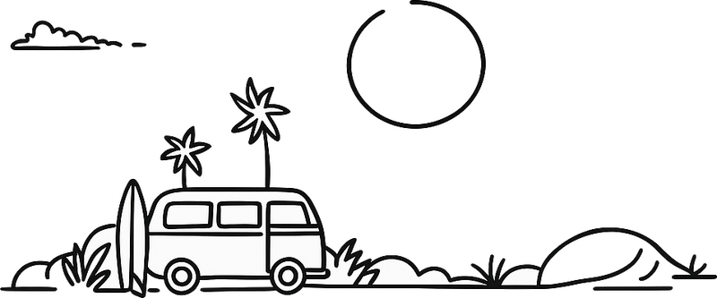 Sticker mural paysage de surf océanique - TenStickers