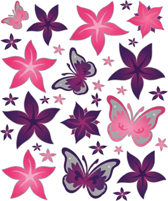 Bike sticker with pink floral butterfly graphics - TenStickers