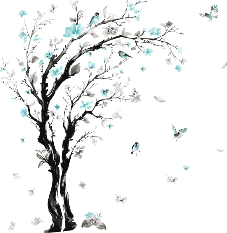 Floral branch with birds wall sticker - TenStickers