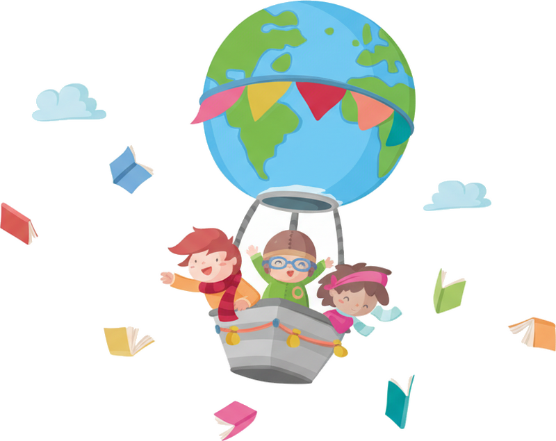 Wall sticker flying balloon with kids - TenStickers