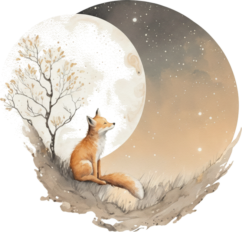 Calm fox in the night wall sticker - TenStickers