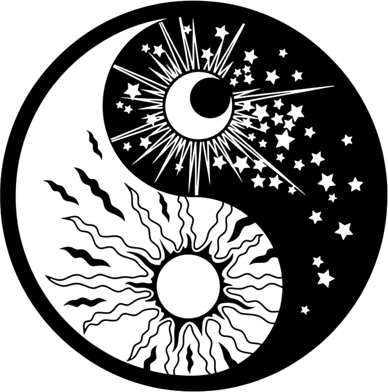 Yin yang sun and moon wall sticker - TenStickers