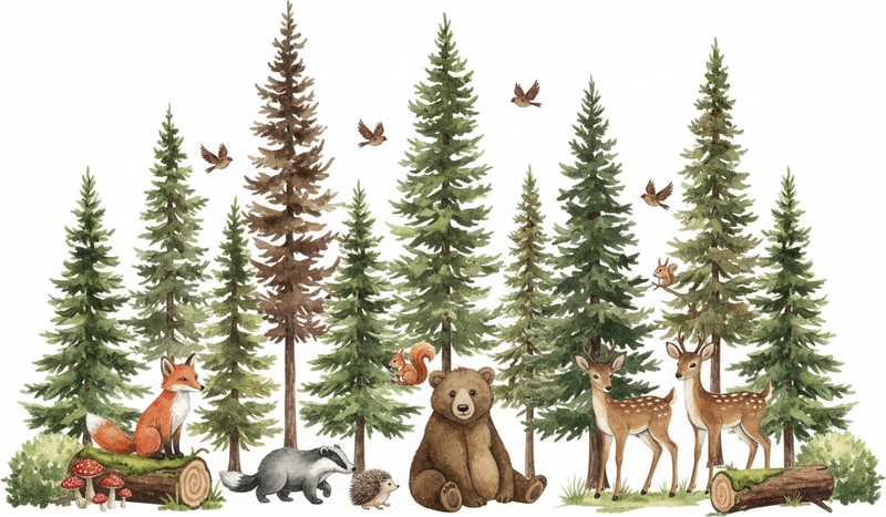 Wild forest heart wall decal - TenStickers