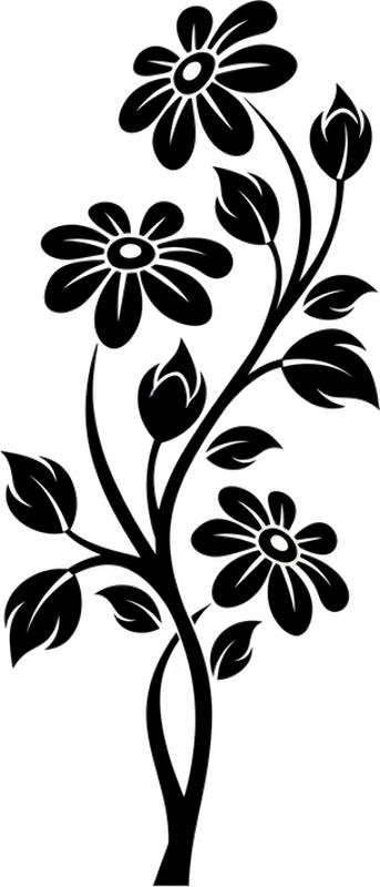 Black elegant flower wall sticker - TenStickers