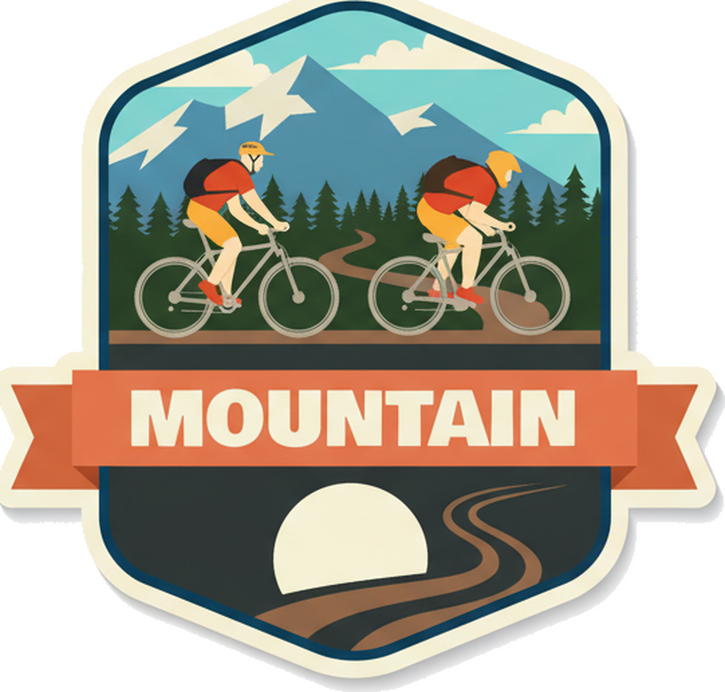 Fahrrad aufkleber retro bergweg grafik - TenStickers
