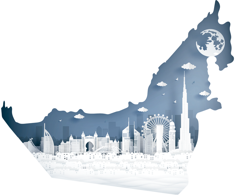 UAE map with symbols world map wall sticker - TenStickers