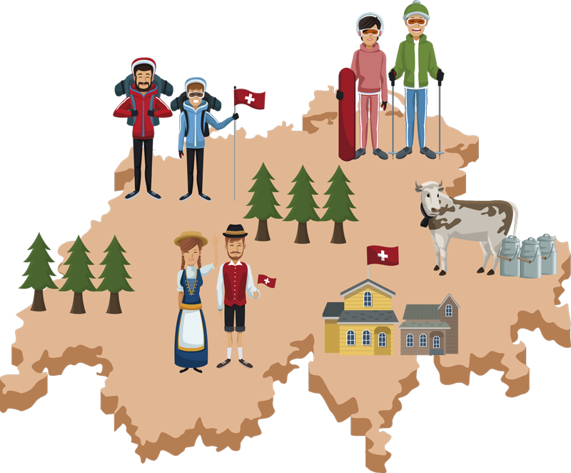 Wandtattoo Jugendzimmer Schweizer Kultur Karte - TenStickers