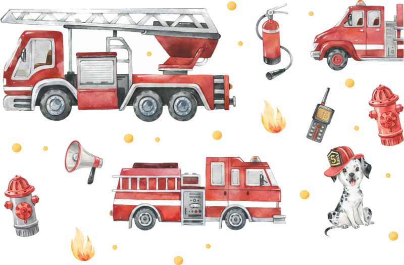 Vinilo infantil camiones de bomberos geniales - TenVinilo