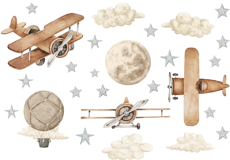Vinilo infantil aviones en el cielo - TenVinilo