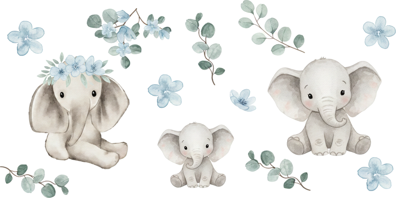 Vinilo infantil elefantitos adorables - TenVinilo