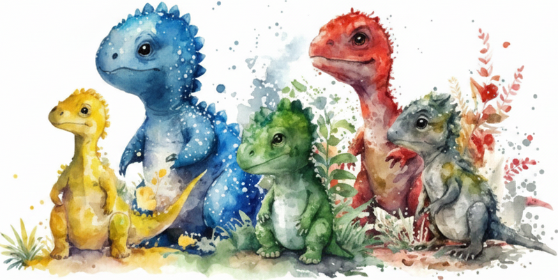 Vinilo infantil la dulce familia dinosaurio - TenVinilo