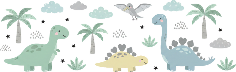 Vinilo infantil dinosaurios lindos en colores pastel - TenVinilo