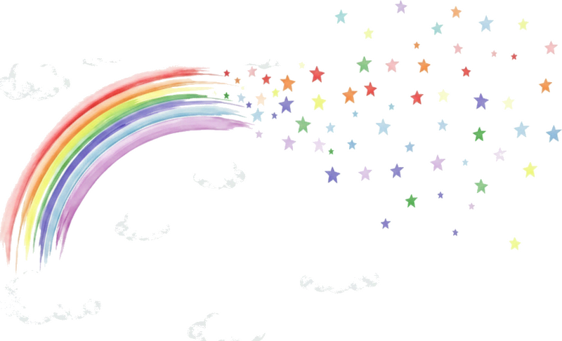 Autocolante para crianças estrelas espalhadas com arco-íris - TenStickers