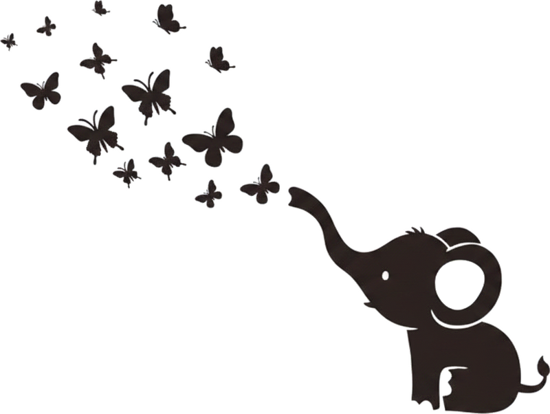 Sticker mural salon papillons s'envolant d'un éléphant - TenStickers