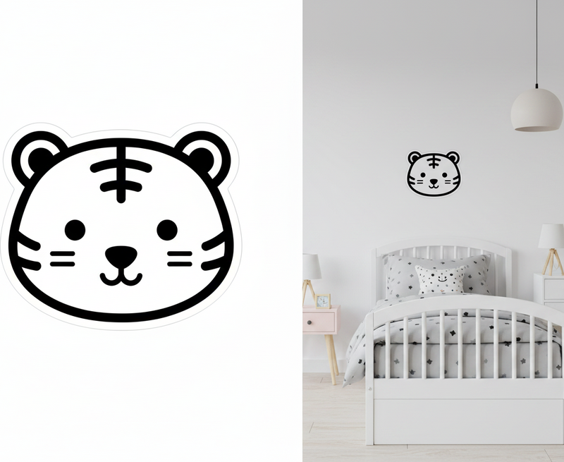 Adesivi animali per bambini faccia di tigre minimalista - TenStickers