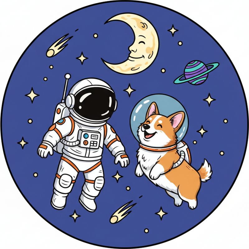 Vesoljska nalepka astronavt in corgi pes - TenStickers