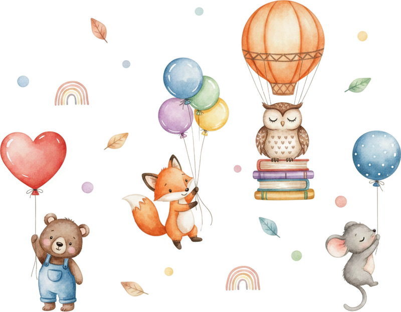 Nalepka živali komplet plavajočih gozdnih bitij - TenStickers