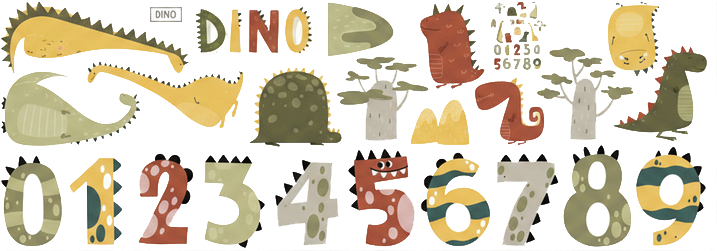 Nalepka živali komplet številk s kartonskimi dinozavri - TenStickers