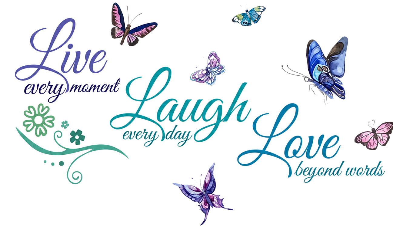 Sticker mural chambre papillon coloré vivre rire aimer - TenStickers