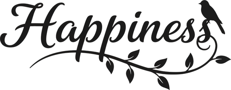 Sticker mural chambre bonheur en cursive et feuillage - TenStickers