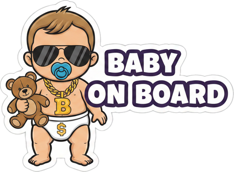 Sticker voiture lunettes de soleil cool bébé - TenStickers