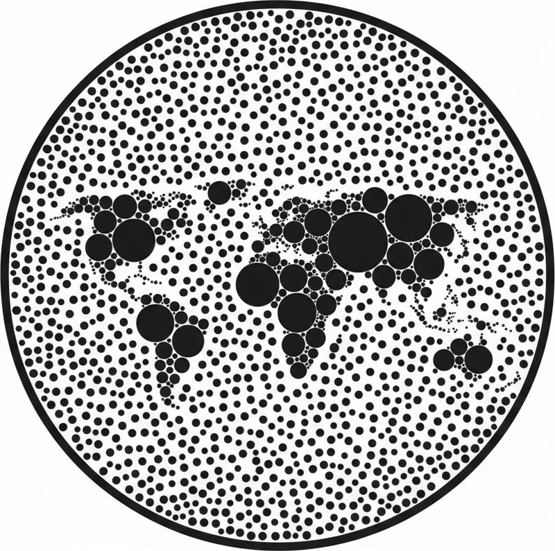 Sticker carte du monde design global circulaire - TenStickers