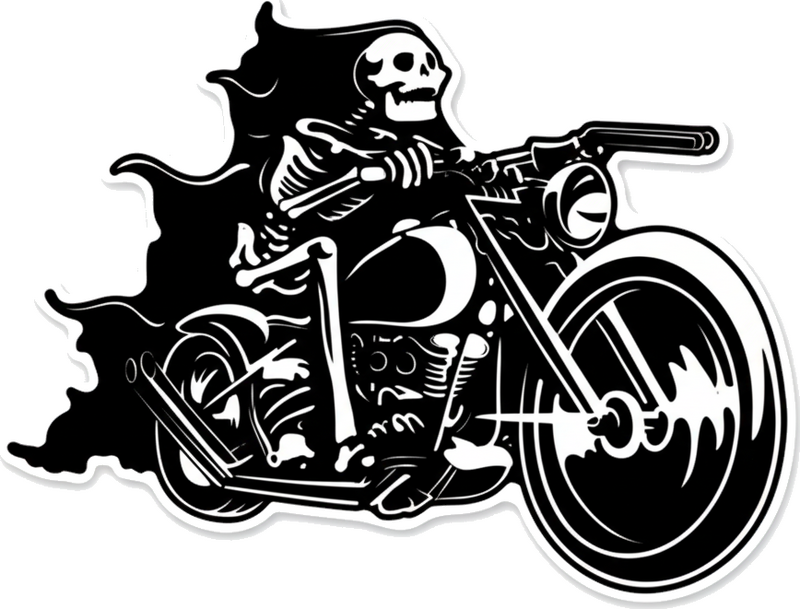Motorcycle sticker skeleton bike rider - TenStickers