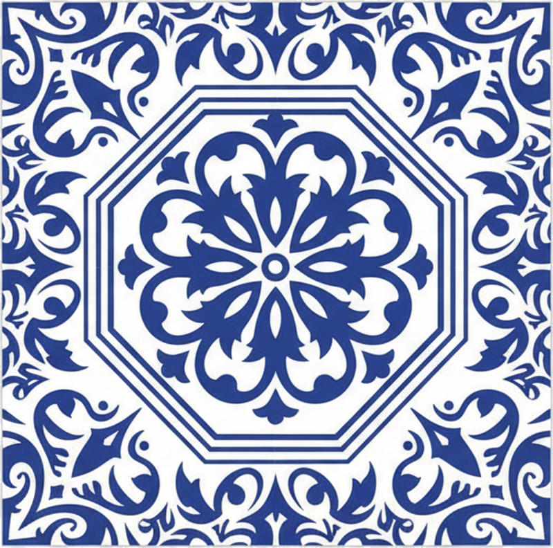 Tile sticker antique inspired blue design - TenStickers