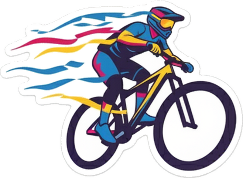 Bike sticker vibrant colorful cyclist - TenStickers
