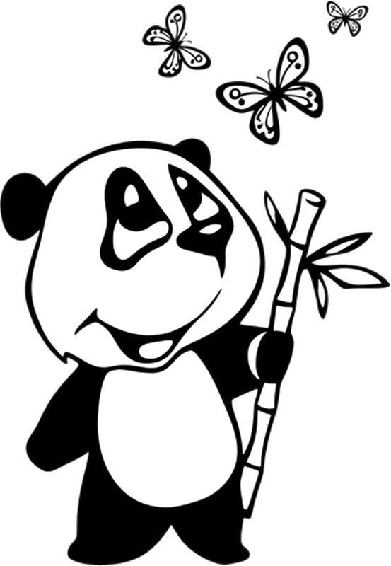 Klistremerke til bil panda fanger sommerfugler - Tenstickers