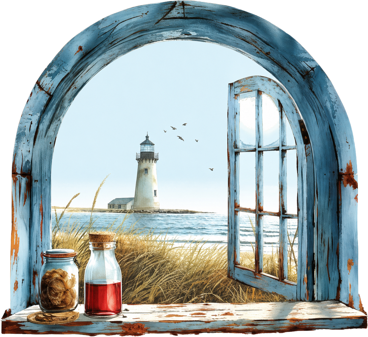 Wandtattoo visuelle effekte meerlandschaft mit torbogen - TenStickers