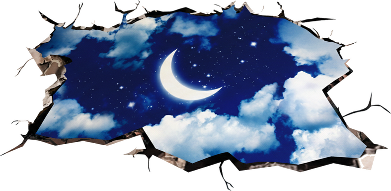 Visual effects wall sticker cracked surface night sky - TenStickers