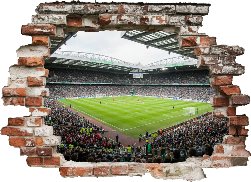 Visual effects wall sticker broken wall football stadium - TenStickers