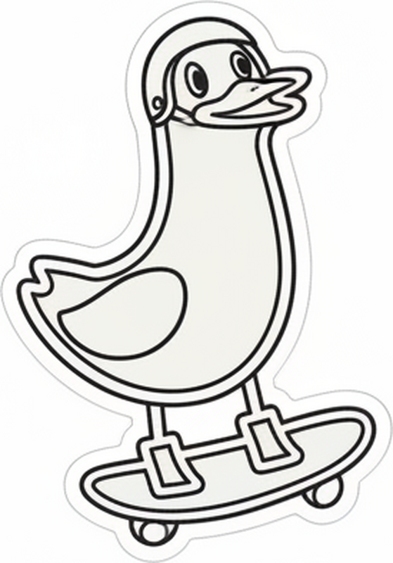 Fahrrad aufkleber ente auf einem skateboard - TenStickers
