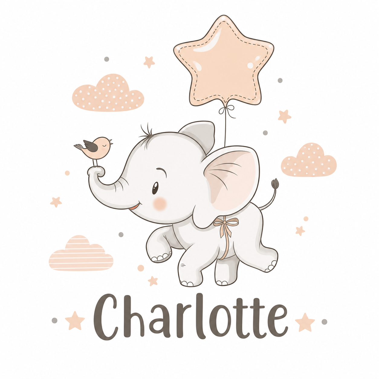 Vinilo decorativo personalizable elefante y pájaro - TenVinilo