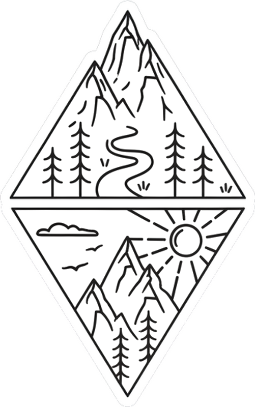 Campervan decal two triangles mountain design - TenStickers