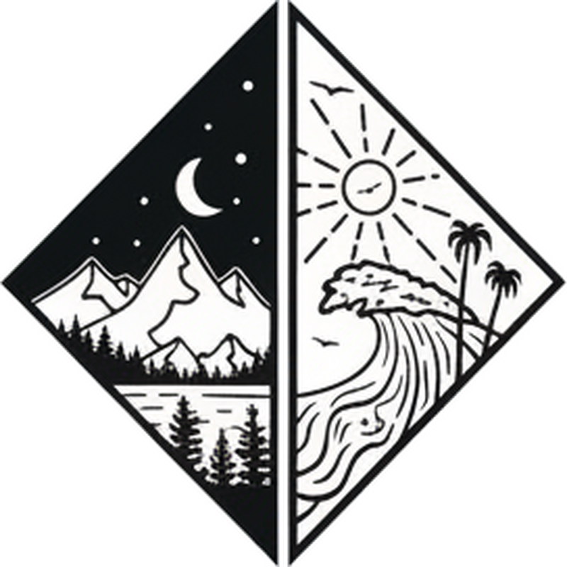 Campervan decal day and night mountain design - TenStickers