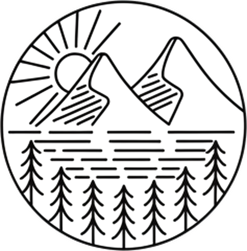 Campervan decal circle mountain design - TenStickers