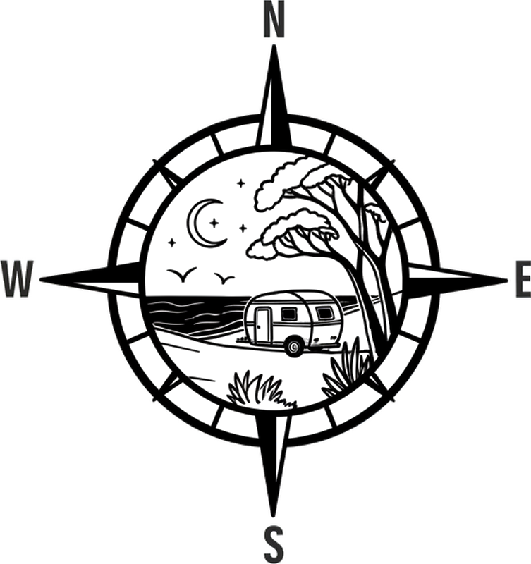 Campervan decal compass with nature design - TenStickers